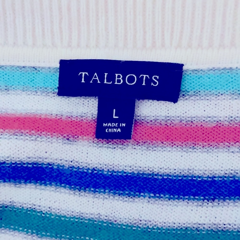 Lambswool Blend Talbots Multi Colored Striped Bat… - image 5